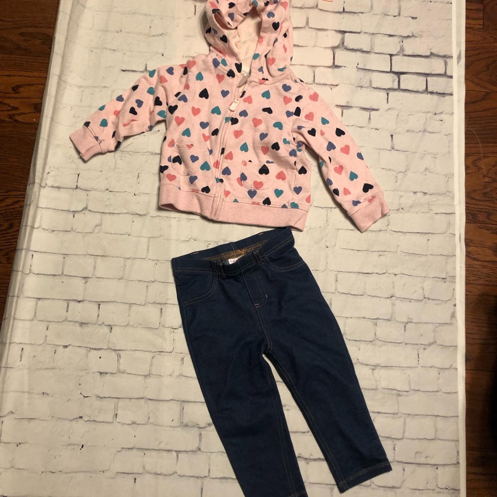 Baby girl 18 months outfit hoodie jeggings carters garanimals